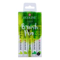 Akvarelové tužky Ecoline Brush Pen Green | Sada 5 kusů