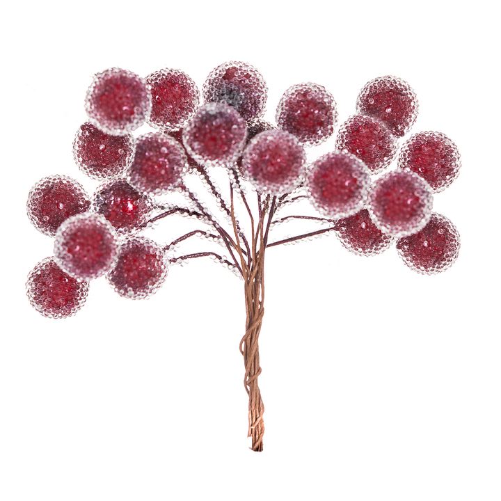 Levně 3D ozdobné větvičky červených bobulí (vánoční dekorace)