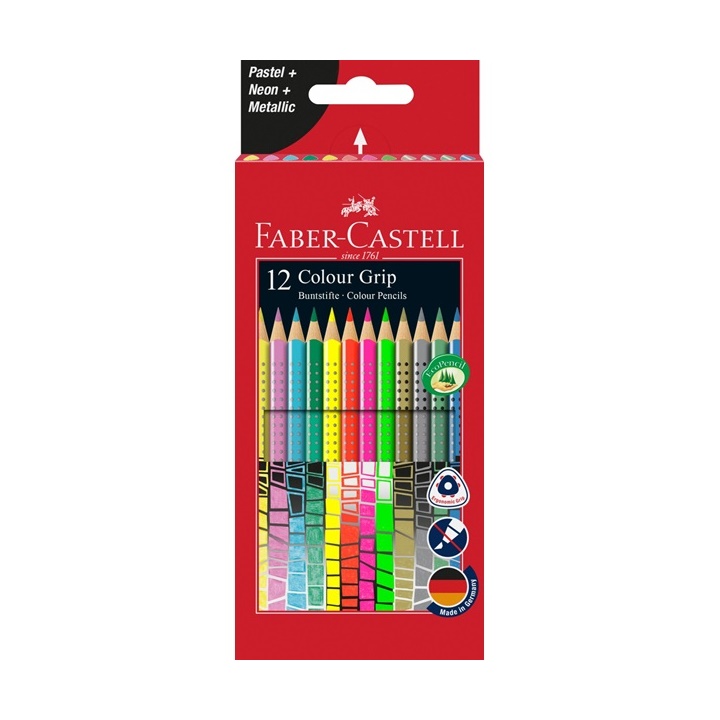 Levně Barevné tužky Grip Pastel / Neon / Metallic Set 12 barevné