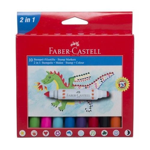 Levně Popisovače Faber-Castell s razítkem / 10 barevné