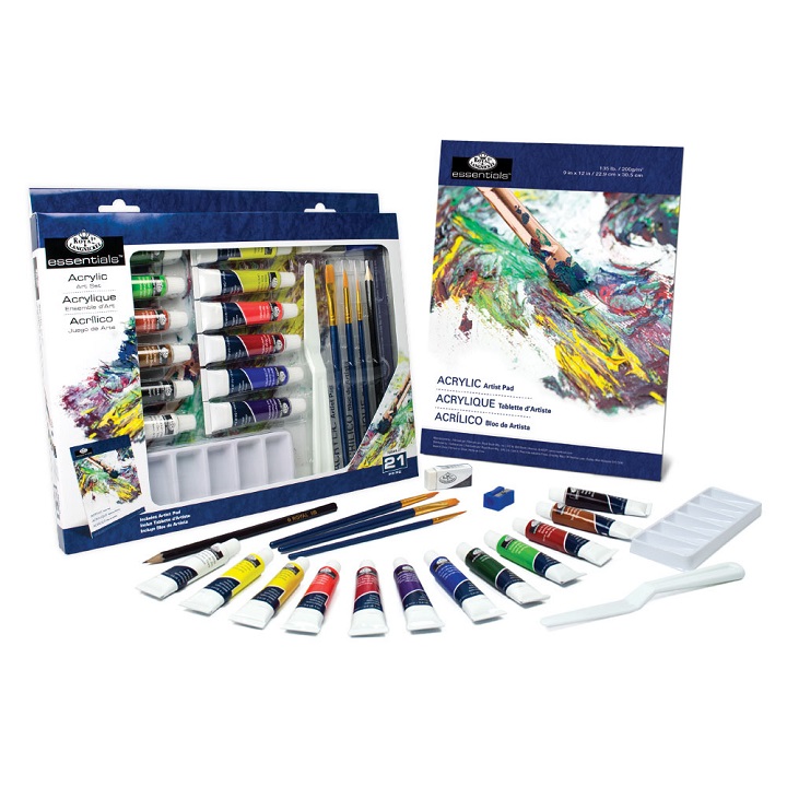 Sada akrylových barev Essentials v papírové krabici / 21 dílná