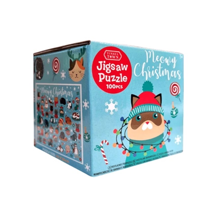 Levně Dětské vánoční puzzle | vánoční kočičky 100 ks (Puzzle pro děti)