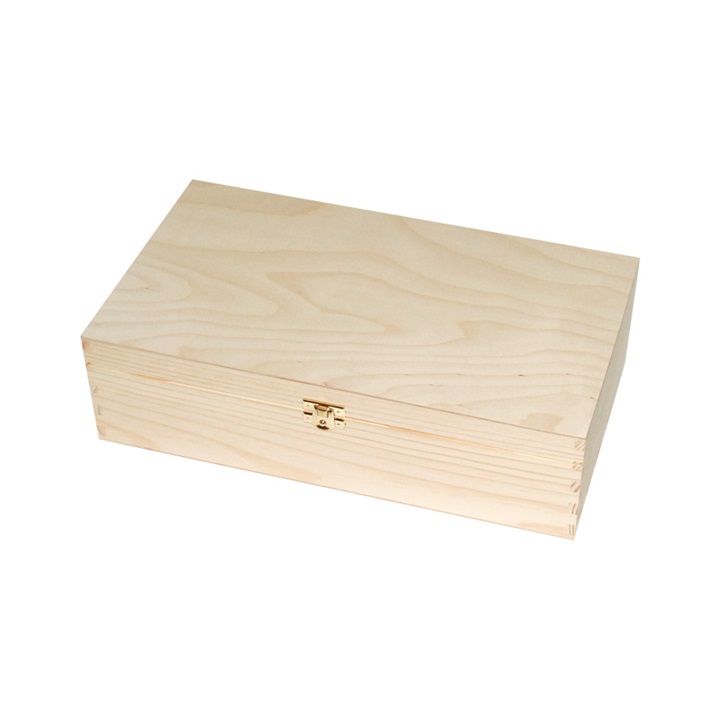 Levně Dřevěná krabička na 2 vína 35x20x9.8 cm (kazeta na víno se zapínáním)