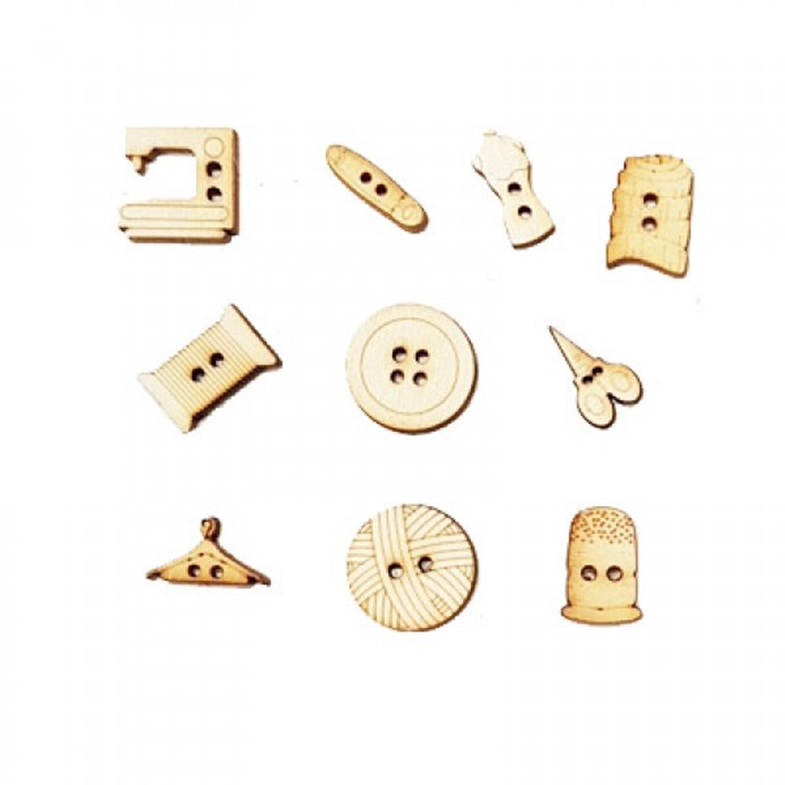 Levně Dřevěné miniaturní knoflíky - různé sety (Dřevěné výřezy na zdobení)