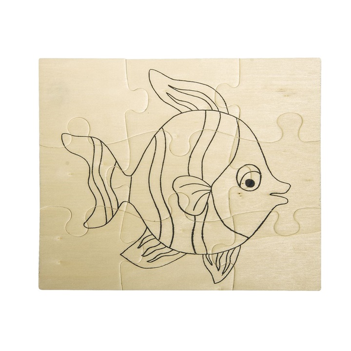 Levně Dřevěné puzzle ryba 17.6 x 14.7 cm (puzzle pro vybarvení)