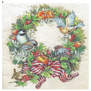 Ubrousky na dekupáž Christmas Wreath with Birds - 1 ks