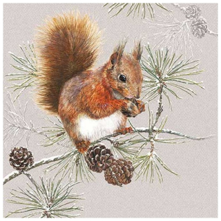 Ubrousky na dekupáž Squirrel in Winter - 1 ks