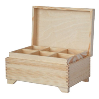 Velká dřevěná krabička s přihrádkami