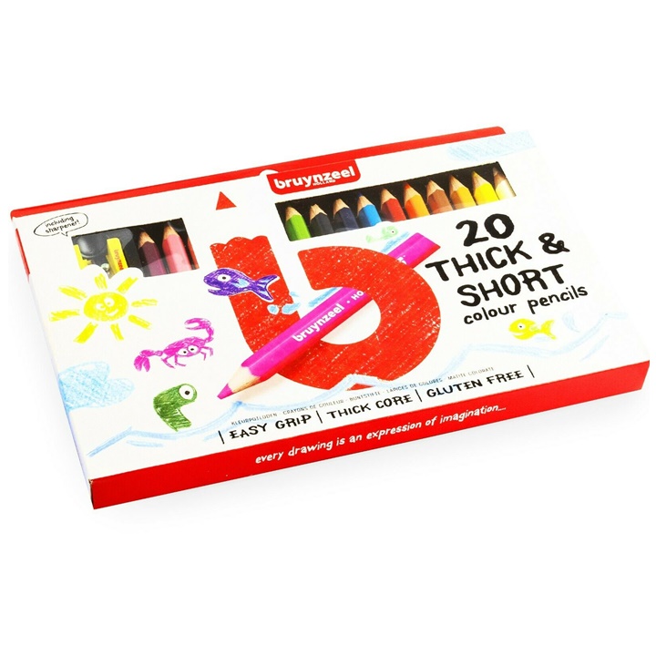 Levně Krátké a hrubé barevné tužky Bruynzeel Holland / 20 ks (barevné tužky)