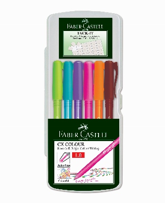 Levně Kuličkové pero barevné 1.0 CX / 6 set + Tack-it (Faber Castel -)