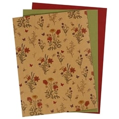 Papír z umělé kůže Flowers - 3 listy, 1 balení