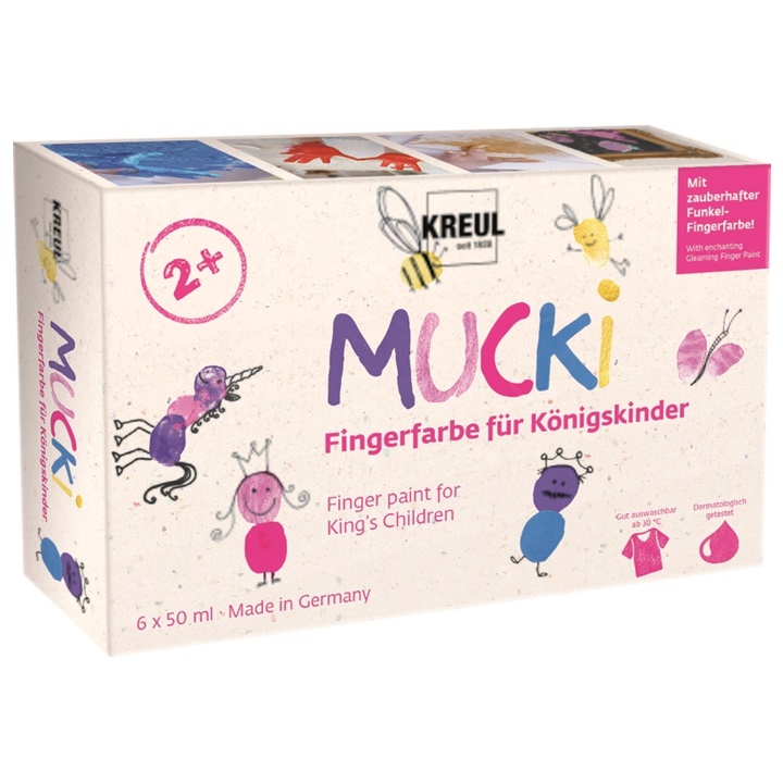 Levně Prstové barvy MUCKI pro dívky - KREUL / sada 6 x 50 ml (barvy pro děti)