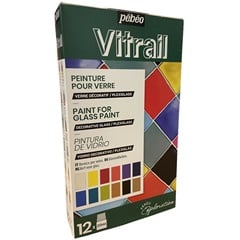 Sada barev na sklo PEBEO Vitrail 12 x 20 ml
