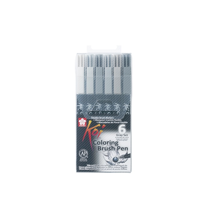 Levně Sakura Koi Coloring Brush Pen fixy / sada 6 ks (štětcekový fixy Sakura)