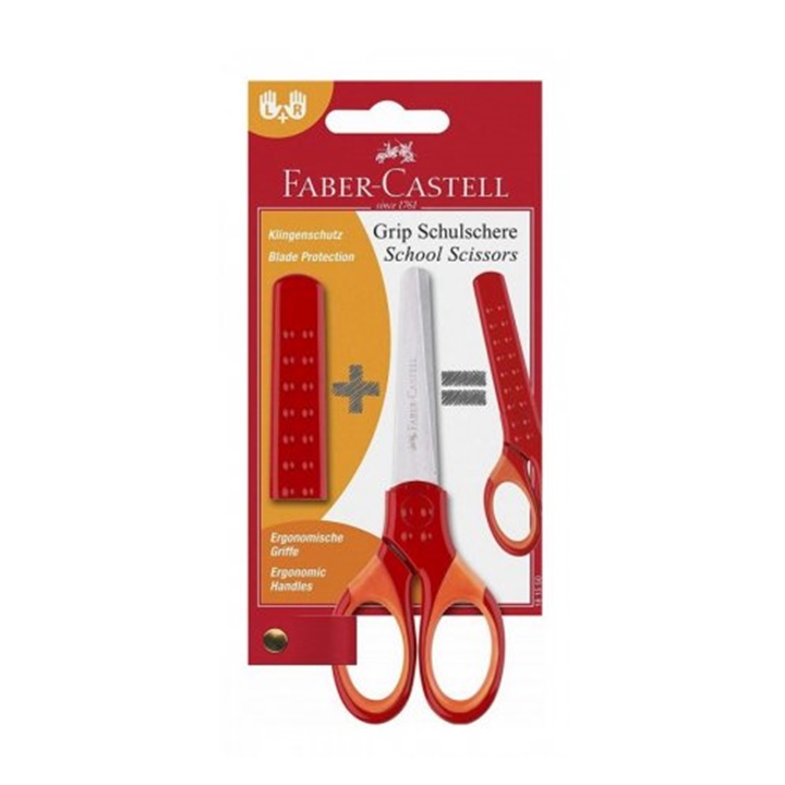 Školní nůžky s obalem Faber-Castell - červené