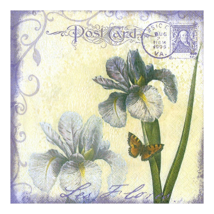 Levně Ubrousky na dekupáž - Květiny Iris - 1 ks (ubrousky na dekupáž)