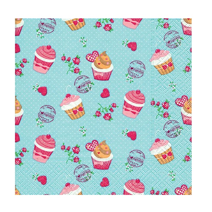 Levně Ubrousky na dekupáž - Pink cupcakes - 1 ks (ubrousky na dekupáž)