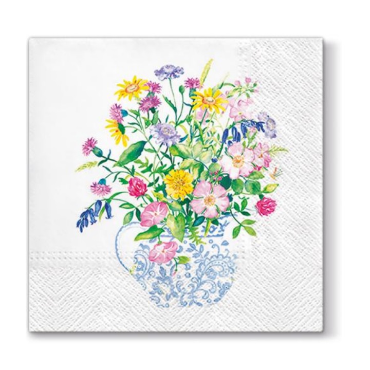 Levně Ubrousky na dekupáž - Váza s květinami - 1 ks (ubrousky na dekupáž)